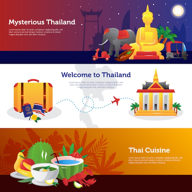 La tailandia per progettazione di web page dei viaggiatori con le informazioni sulla cucina tailandese del trasporto Vettore gratuito