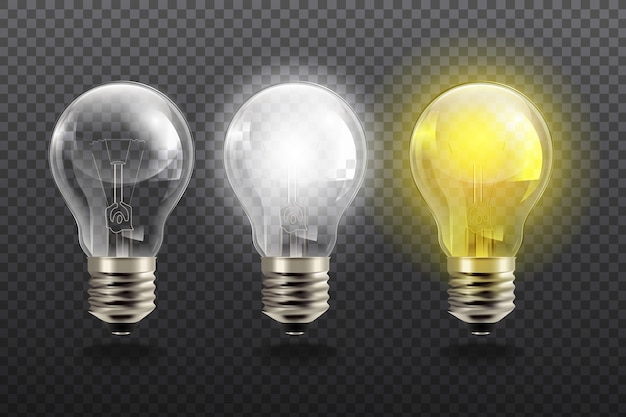 Lampadine realistiche su sfondo trasparente Vettore gratuito