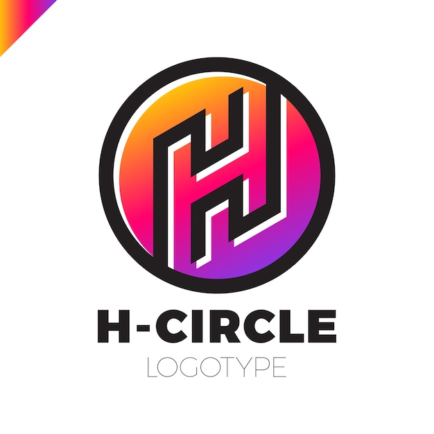 Lettera H Logo Con Cerchio In Linea Stile Modello Struttura
