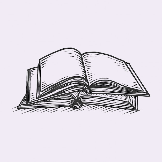 Libro vintage disegnato a mano Vettore Premium