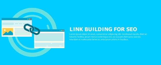 Link building per banner seo. due pagine sono collegate da una catena. Vettore gratuito
