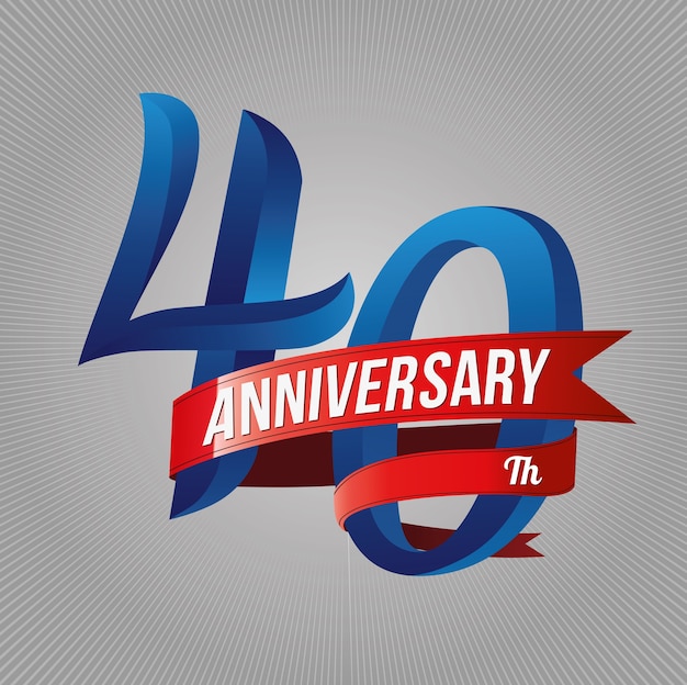 Logo Dell Anniversario Di Quaranta Anni Vettore Premium