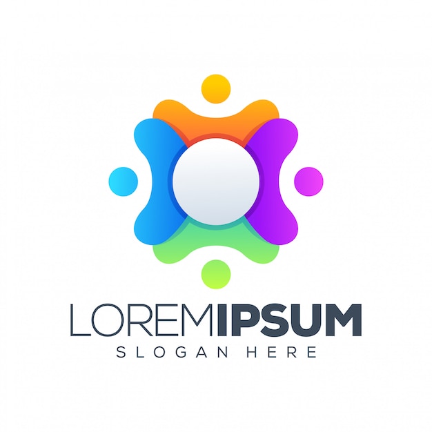 Logo di persone colorate Vettore Premium