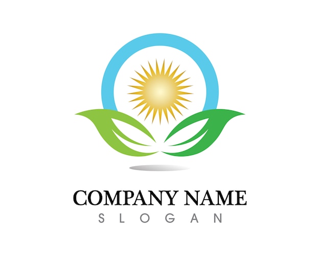 Logo vettoriale foglia albero Vettore Premium