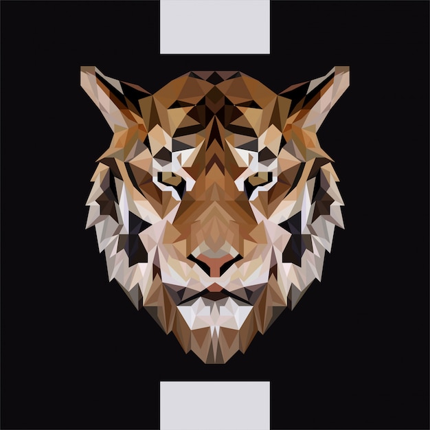 Low polygonal tiger head vector Vettore Premium