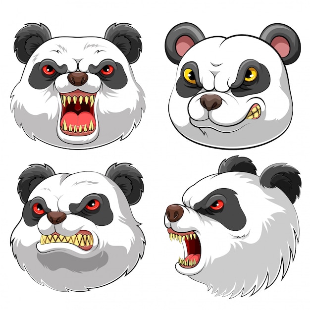 Mascotte testa di un panda Vettore Premium