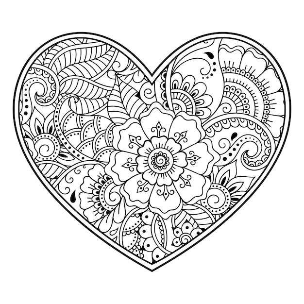Mehndi Motivo Floreale A Forma Di Cuore Con Loto Decorazione In
