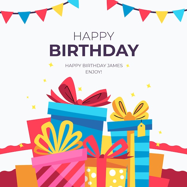 Messaggio di instagram desiderio di compleanno con regali Vettore gratuito