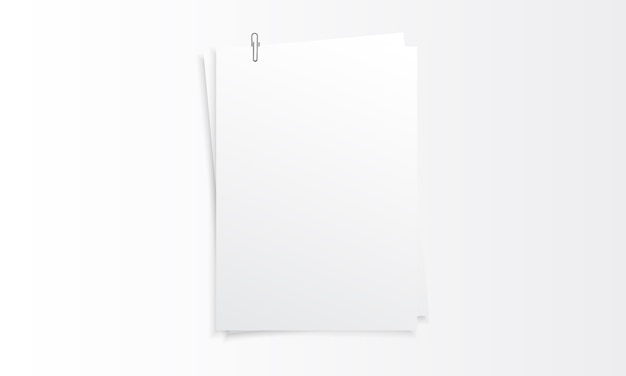 Mockup realistico di carta verticale vuota con graffetta Vettore Premium