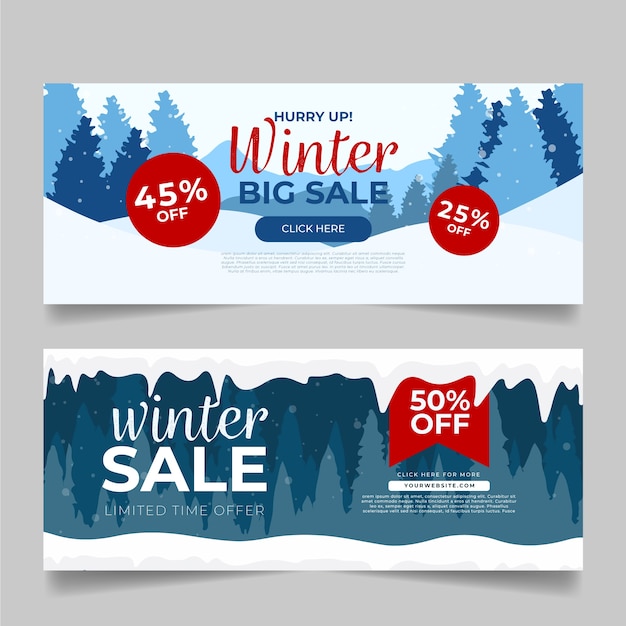 Modello di banner vendita inverno design piatto Vettore gratuito