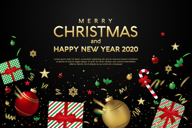 I Regali Di Natale 2020.Modello Di Biglietto Di Auguri Di Buon Natale E Felice Anno Nuovo 2020 Con Regali Di Natale Vettore Premium