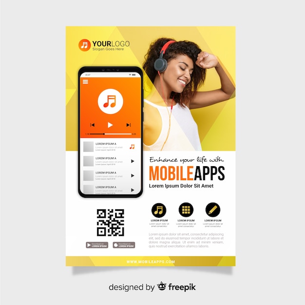 Modello di brochure per app mobile Vettore gratuito