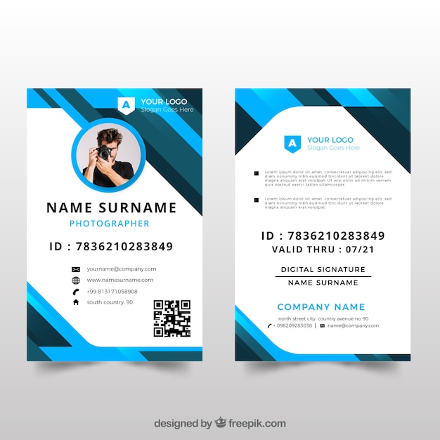 Modello di carta d'identità con design piatto Vettore gratuito