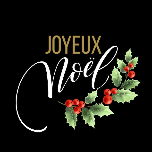 Francese Buon Natale.Modello Di Carta Di Buon Natale Con Saluti In Lingua Francese Buon Natale Vettore Premium
