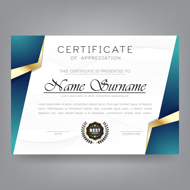 Modello di certificato moderno Vettore Premium