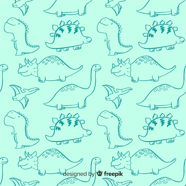Modello di dinosauro disegnato a mano colorato Vettore gratuito