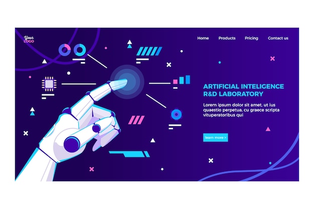 Modello di landing page di intelligenza artificiale Vettore gratuito
