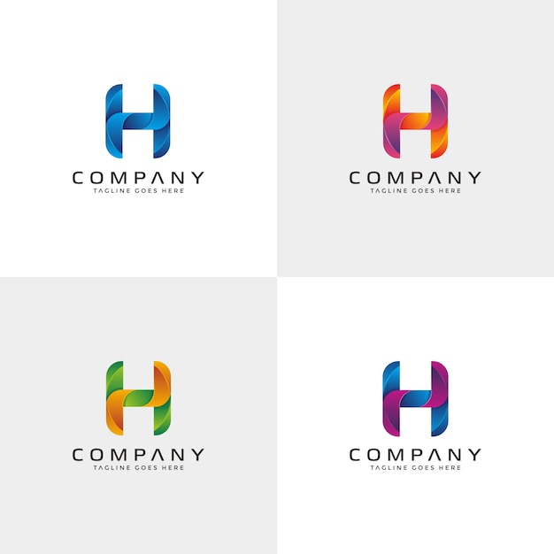 Modello Di Lettera Moderna H Logo Con Colore Opzione