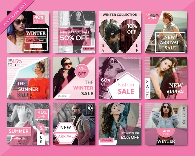 Modello di media sociali di vendita di moda Vettore Premium