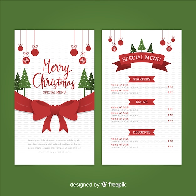 Modello Menu Di Natale Da Stampare.Modello Di Menu Di Grande Arco Di Natale Vettore Gratis