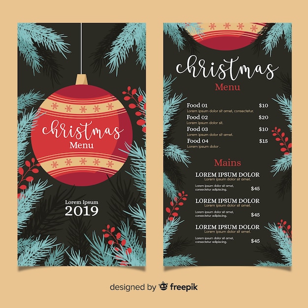 Modello Menu Di Natale Da Stampare.Modello Di Menu Di Natale Design Piatto Vettore Gratis