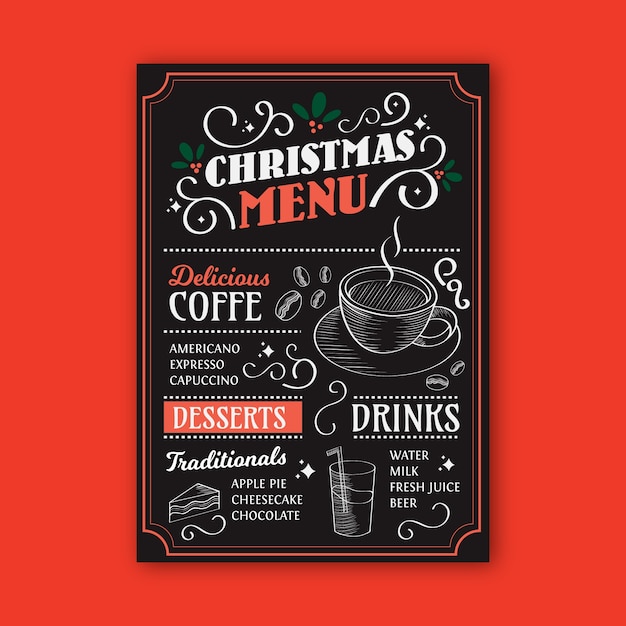 Menu Di Natale Americano.Modello Di Menu Di Natale Vintage Vettore Gratis