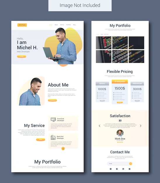 Modello di pagina di destinazione del portfolio personale Vettore Premium