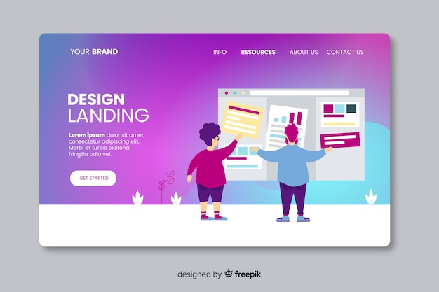 Modello di pagina di destinazione design piatto Vettore gratuito