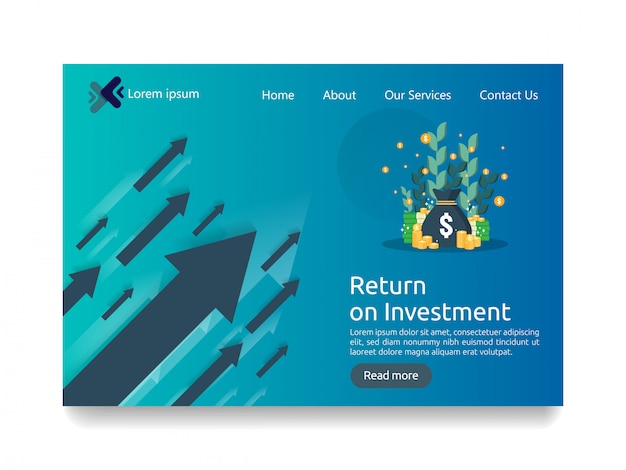 Modello di pagina di destinazione per il concetto di business degli investimenti Vettore Premium