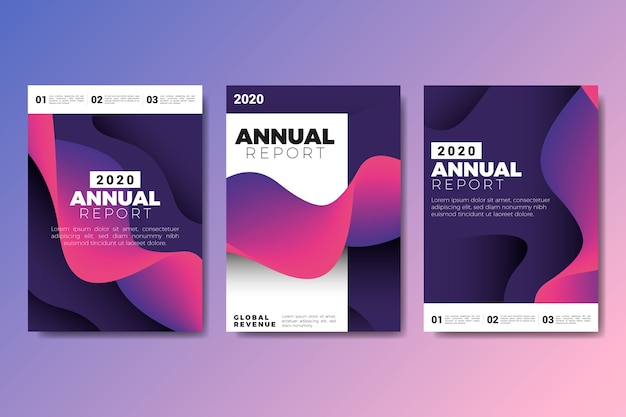 Modello di rapporto annuale viola e nero a colori vivaci Vettore gratuito