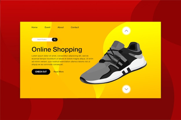 Modello di sito web pagina di destinazione del negozio online di scarpe |  Vettore Premium