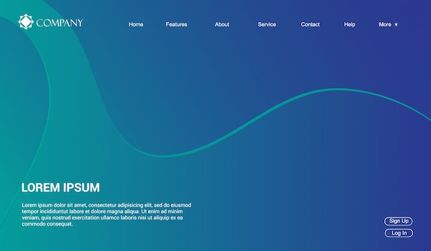 Modello di sito web per siti web o app. onde fluido liquido gradiente minimal moderno Vettore Premium