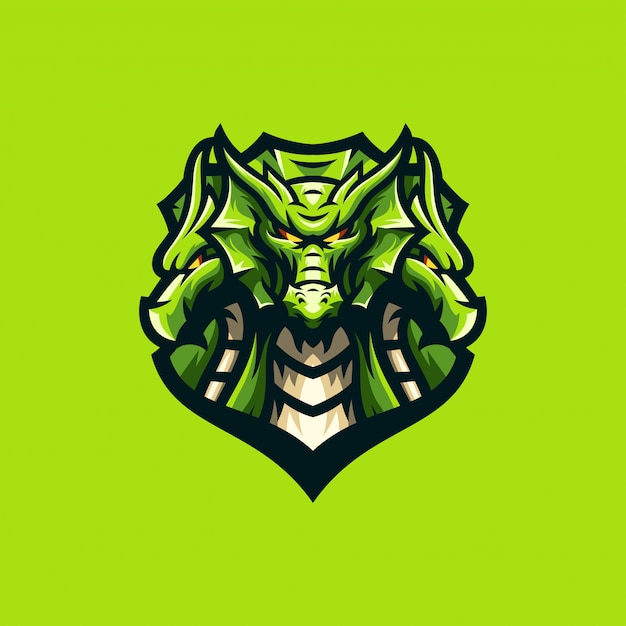 Modello di sport logo drago impressionante Vettore Premium