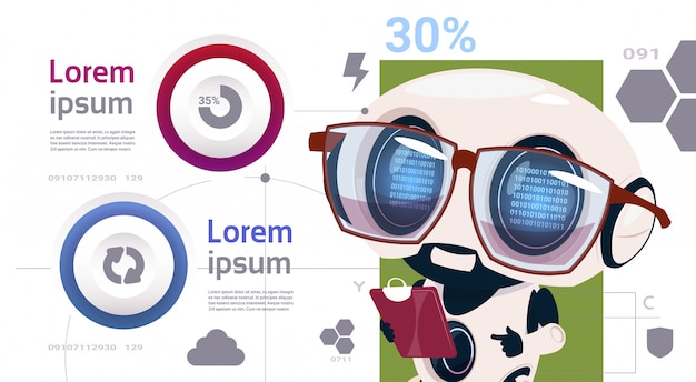 Modello ed elementi infographic del robot con tecnologia di intelligenza artificiale robot Vettore Premium
