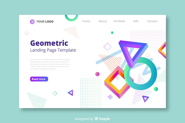 Modello geometrico della pagina di atterraggio di forme geometriche 3d Vettore gratuito
