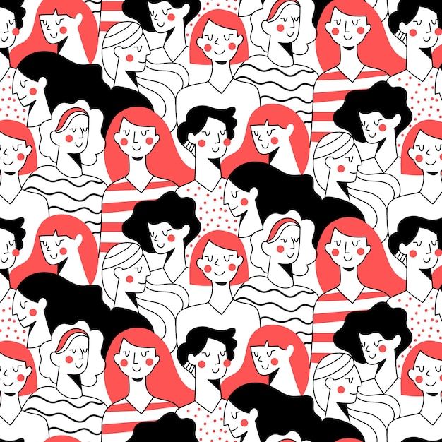 Modello per la festa della donna con volti di donne Vettore gratuito