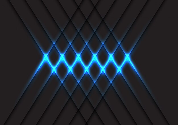 Modello trasversale leggero blu astratto sull'illustrazione futuristica moderna di vettore del fondo di tecnologia di progettazione grigia. Vettore Premium
