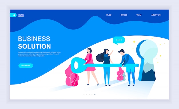 Moderno concetto di design piatto di business solution Vettore Premium