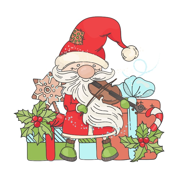 Musica Di Natale.Musica Di Santa Violina Buon Natale Vettore Premium