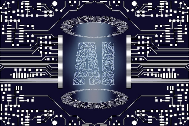 Pagina di destinazione artificial intelligence (ai). modello di sito web per il concetto di apprendimento approfondito. Vettore Premium