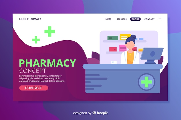 Pagina di destinazione della farmacia Vettore gratuito