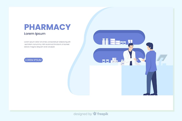 Pagina di destinazione della farmacia Vettore gratuito