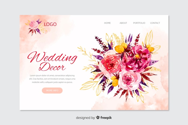 Pagina di destinazione per matrimoni Vettore gratuito
