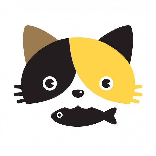 Personaggio dei cartoni animati di gattino di pesce calico di vettore di gatto Vettore Premium