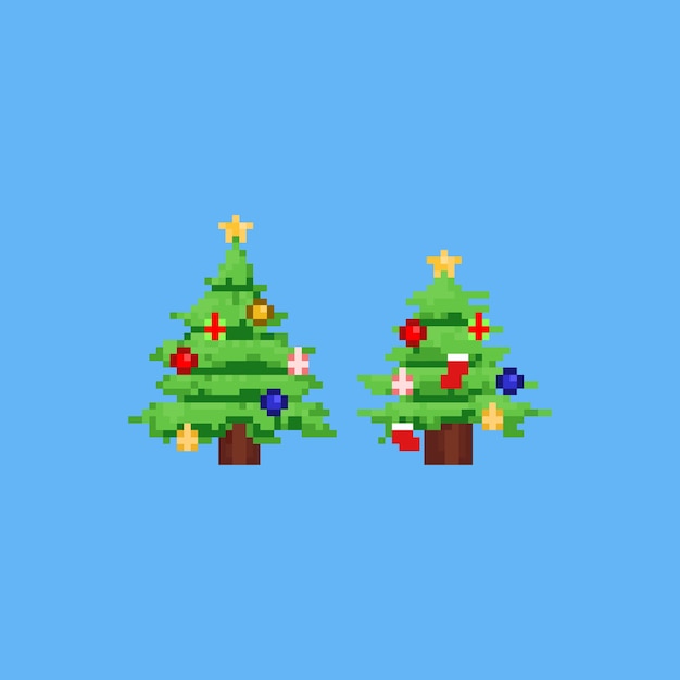 Immagini Di Natale 400 Pixel.Pixel Albero Di Natale Vettore Premium