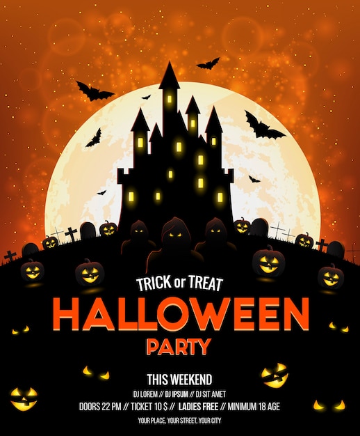 Poster di halloween Vettore Premium