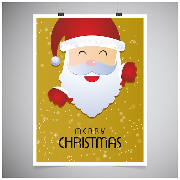 Gratta E Vinci Buon Natale.Poster Di Natale Buon Natale Felice Anno Nuovo Natale Santa Poster In Colore Giallo Sfondo Grigio Vettore Premium