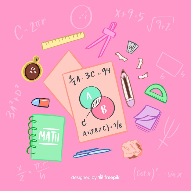 Priorità bassa degli elementi di matematica del fumetto Vettore gratuito