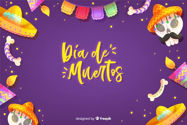 Priorità bassa dell'acquerello dia de muertos Vettore gratuito