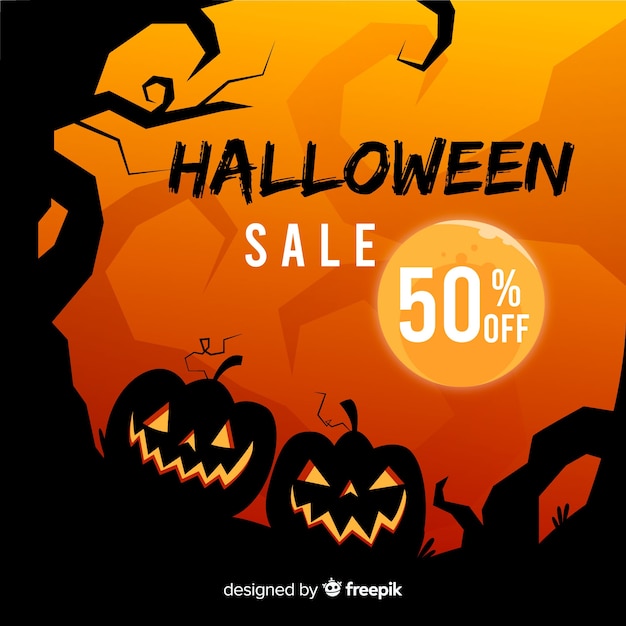Priorità bassa di vendita di halloween disegnata a mano Vettore gratuito